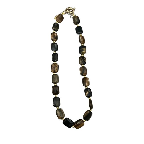 Polished Tiger’s Eye Jasper Signed Stauer Collar Statement Necklace Boho 17-19” - Picture 4 of 7